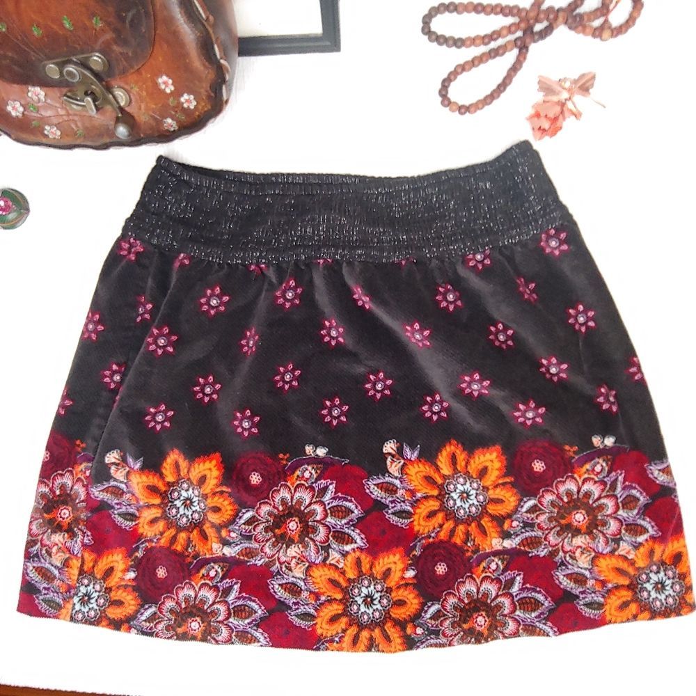 COPY - Free People Cotton Velveteen Mini Skirt Boho 70's